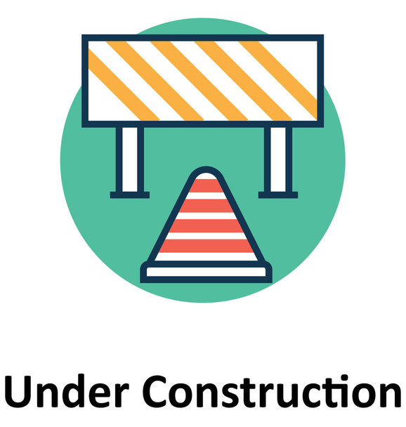 Traffic Cone And Barrier Line and Fill Color with Outline Vector Icon - Vector, Image