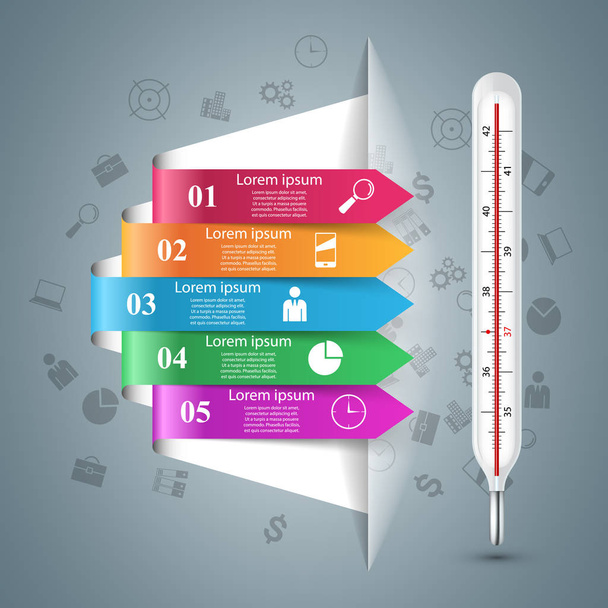 Thermometer business infographics. Health icon. - Vektor, kép