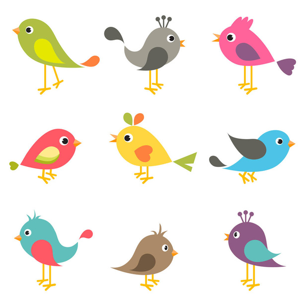 Set of colorful birds - Vector, Image