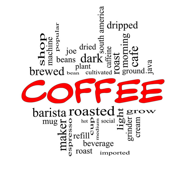 Kávé szó felhő fogalmát a piros paprika - Fotó, kép