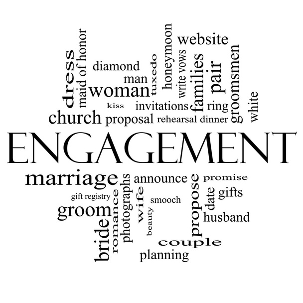 Engagement Word Cloud Concept en noir et blanc
 - Photo, image