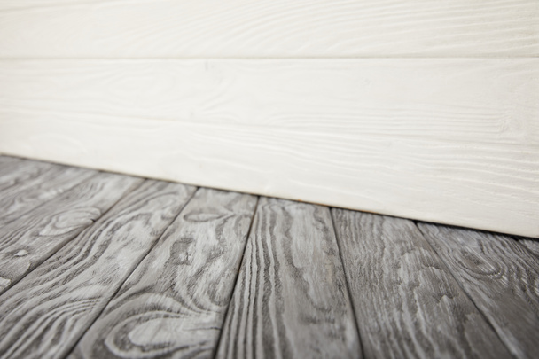 grey wooden floor and white wooden wall - Foto, immagini