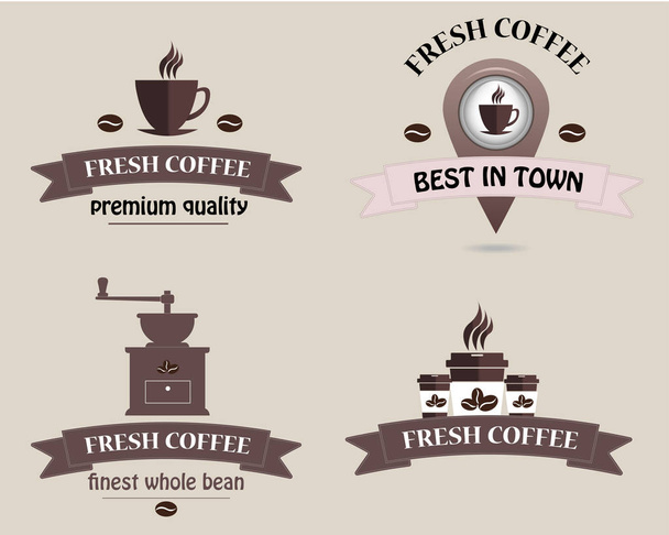 Coffee Shop Logo vektor Illustration.Natural kávy Logo Design vektor, emblém, Design konceptu, kreativní Symbol, ikona šablony - Vektor, obrázek