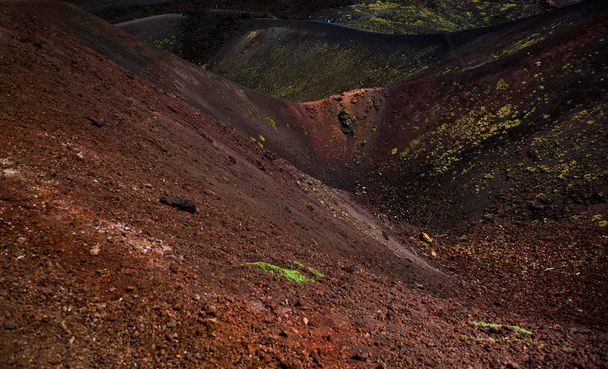 Etna national park panoramic view of volcanic landscape with crater, Catania, Sicily - Фото, изображение