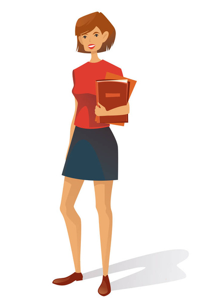 векторная иллюстрация дизайн милая женщина держит книги изолированы на белом фоне
 - Вектор,изображение