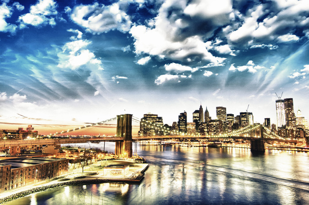 New york city - panorama Manhattanu v zimě slunce - Fotografie, Obrázek