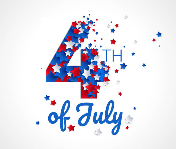 Happy 4th of July greeting card vector illustration background - Vector, Image