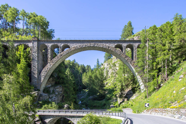 Bottom View to beautiful, traditional Viaduct in Switzerland - Photo, Image