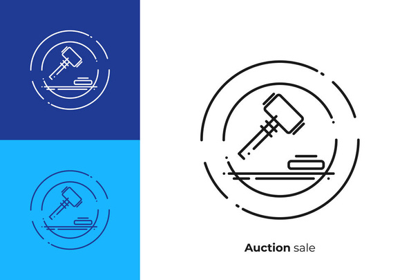 Finance auction line art icon, business case judgement vector art, outline digital bargain illustration - Vector, Image
