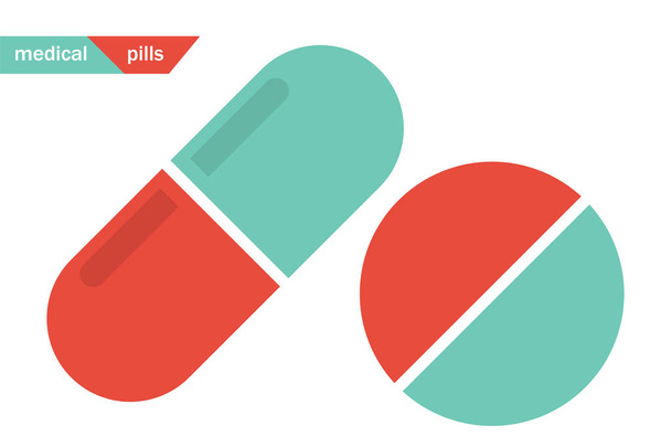 Medical pills. Pill and capsule icons - Wektor, obraz