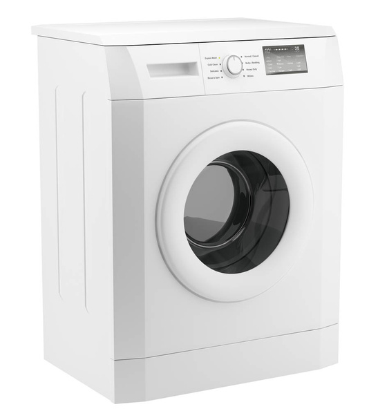 現代の洗濯機は、白い背景で隔離。3 d イラストレーション - 写真・画像