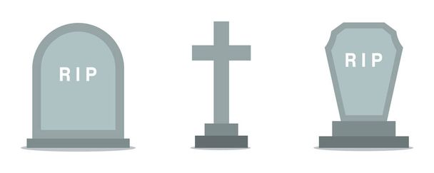 Conjunto de iconos de tumba en diseño plano
 - Vector, Imagen