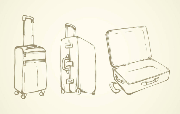 Vintage Luggage Suitcase Sketch Illustration Retro Stock Vector