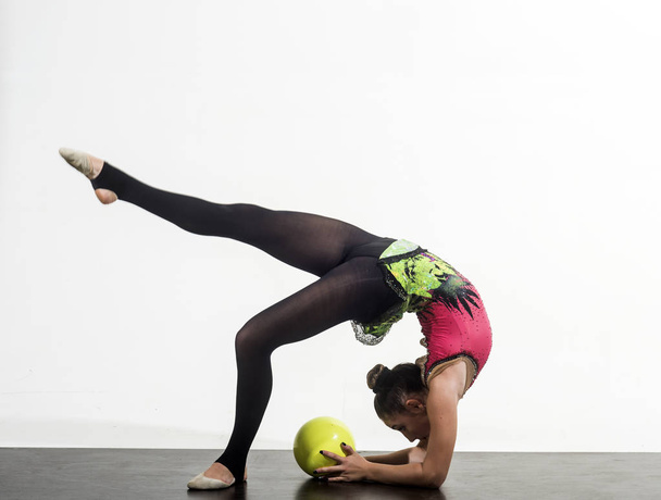 olympic games of gymnast girl with ball. olympic games concept - 写真・画像