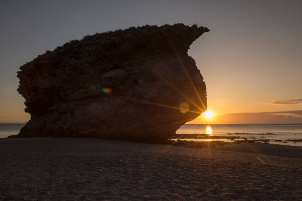Sunrise on the beach of the dead of Carboneras, Almeria - 写真・画像