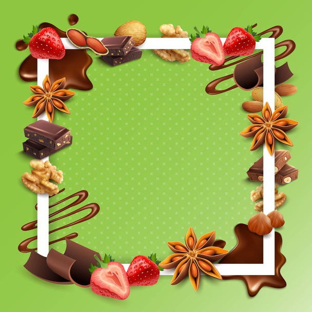 Marco cuadrado blanco realista del chocolate
 - Vector, imagen