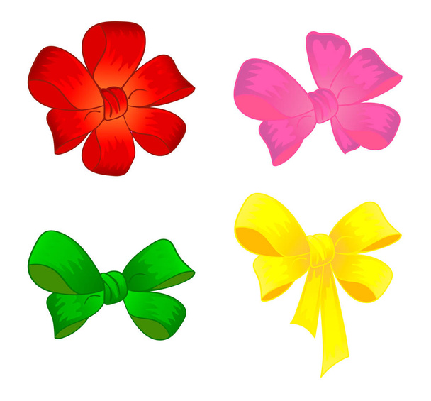 Vector bows set. A set of vector cartoon bows and ribbons of different shapes and sizes. - Vektor, obrázek