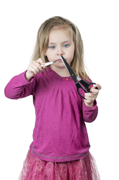 Dívka s nůžkami a ripper - Fotografie, Obrázek