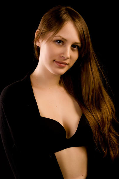 beautiful sexy girl on a black background - Photo, Image