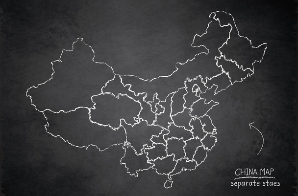 Китай карту окремі держави індивідуально blackboard дошці вектор - Вектор, зображення