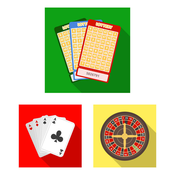 Casino und Glücksspiel flache Symbole in Set-Kollektion für Design. Casino und Ausrüstung Vektor Symbol Stock Web Illustration. - Vektor, Bild