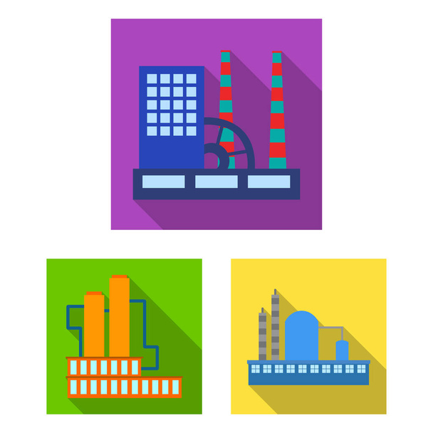 Factory and facilities flat icons in set collection for design. Factory and equipment vector symbol stock web illustration. - Vector, Image
