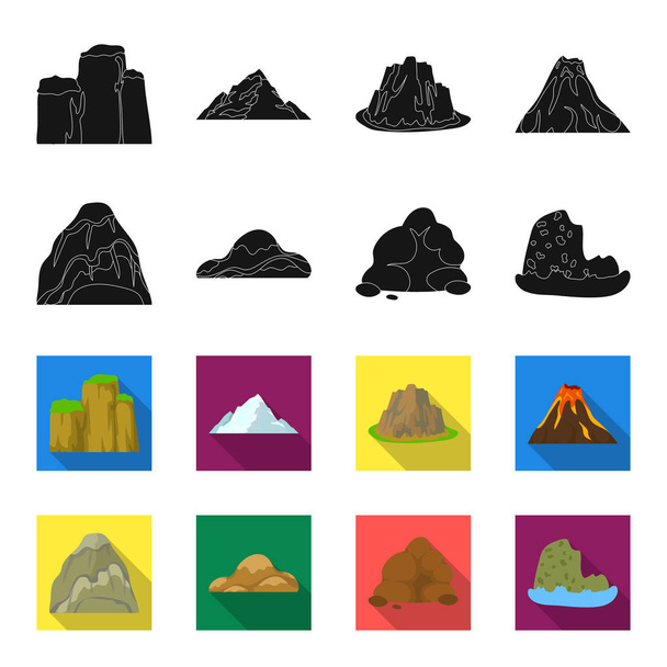 Boulders, a rounded mountain, rocks in the sea. Different mountains set collection icons in black,flet style vector symbol stock illustration web. - Vector, Image