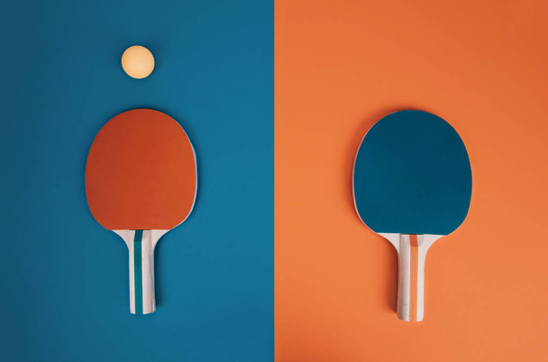 Table tennis or ping pong rackets. - Zdjęcie, obraz