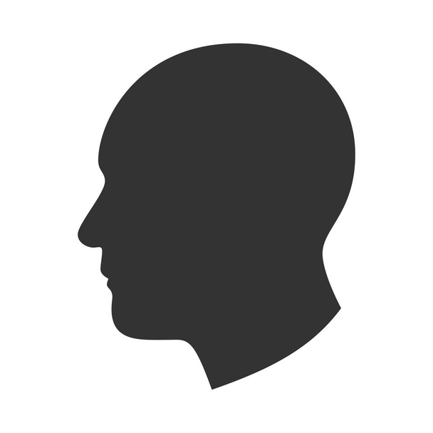 Silueta muže hlava, tvář v profilu, boční pohled - Vektor, obrázek