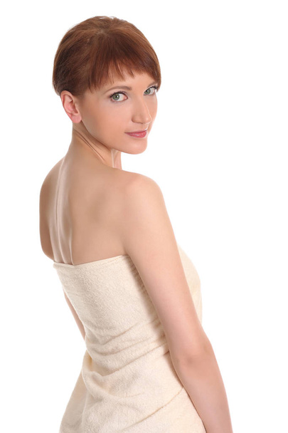 beautiful young woman woman in white towel - Fotografie, Obrázek