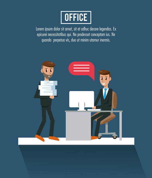 Business workers in office - Vector, Image
