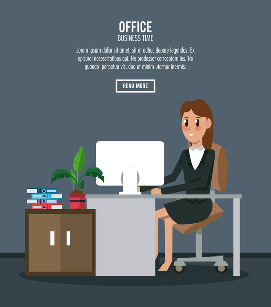 Business workers in office - Vetor, Imagem
