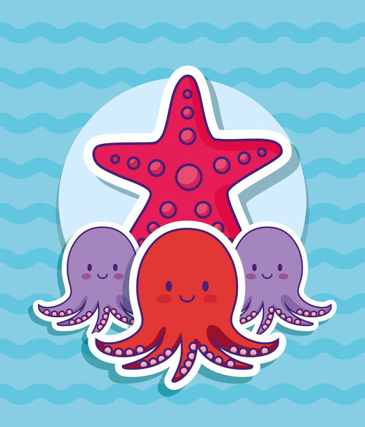 Симпатичная икона осьминога
 - Вектор,изображение