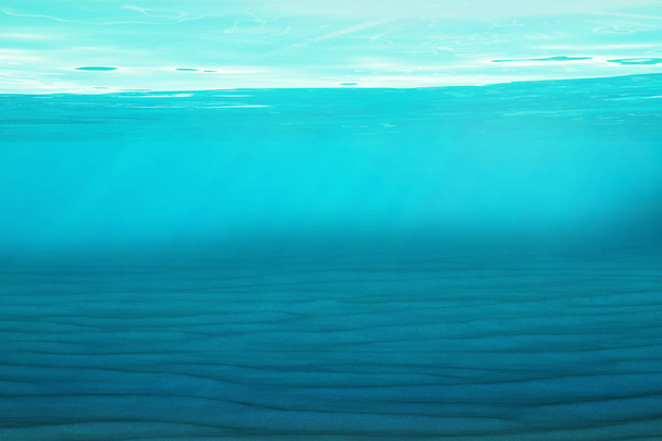 Víz alatti kék háttér, tenger, óceán, a fény mennyisége. 3D-s illusztráció - Fotó, kép
