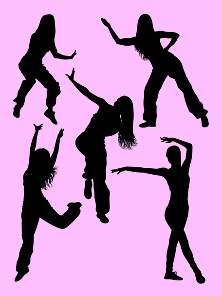 Silhouette of happy woman dancing zumba. Good use for symbol, logo, web icon, mascot, sign, or any design you want. - Vector, Image