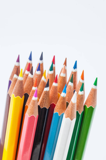 Colour pencils isolated on white background close up - Φωτογραφία, εικόνα