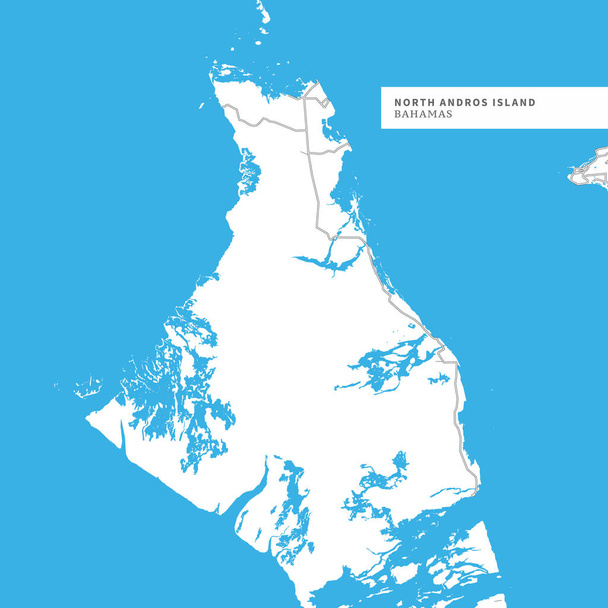 Χάρτης βόρειο νησί Άνδρος, Μπαχάμες, περιέχει γεωγραφία σκιαγραφεί για μάζα εδάφους, νερού, μεγάλοι δρόμοι και οι δευτερεύοντες δρόμοι. - Διάνυσμα, εικόνα