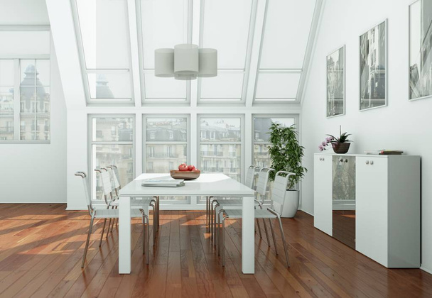 moderne skandinavische Innenarchitektur Wohnzimmer im weißen Stil - Foto, Bild