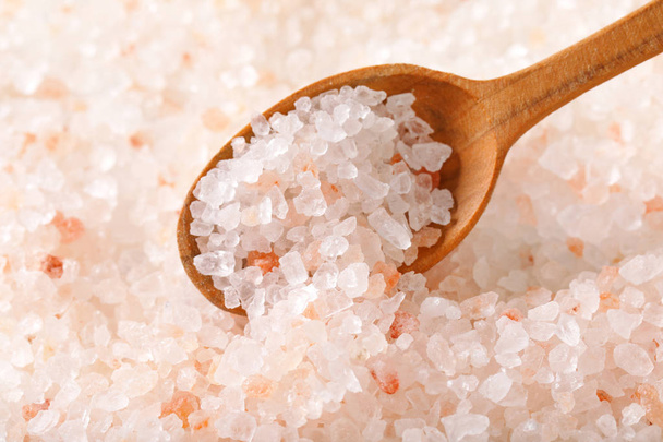 spoon of coarse grained Himalayan salt - Photo, Image