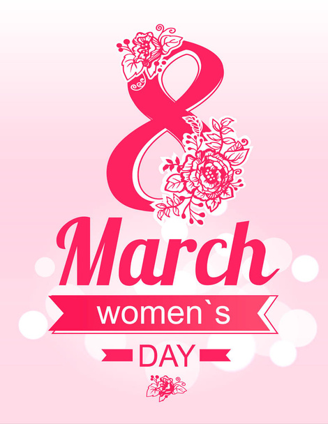 8 March Greeting Card International Womens Day - Vector, Image