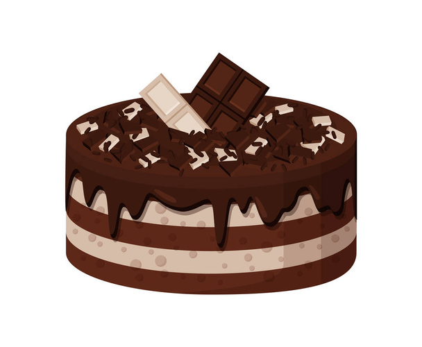 Delicious Sweet Cake of White and Dark Chocolate - Вектор, зображення