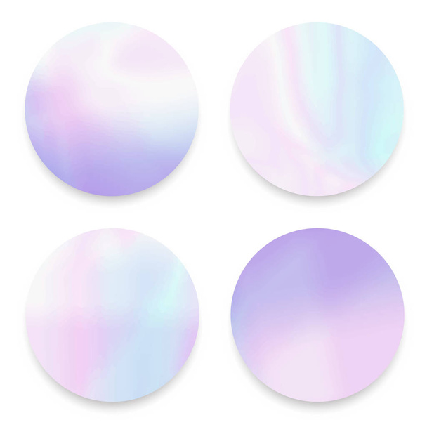 Soft fluid, holographic,gradient round frames set. Modern abstract backgrounds template for logos,web design. Colorful pastel covers for card, calendar, brochure. Trendy smooth textures - Wektor, obraz