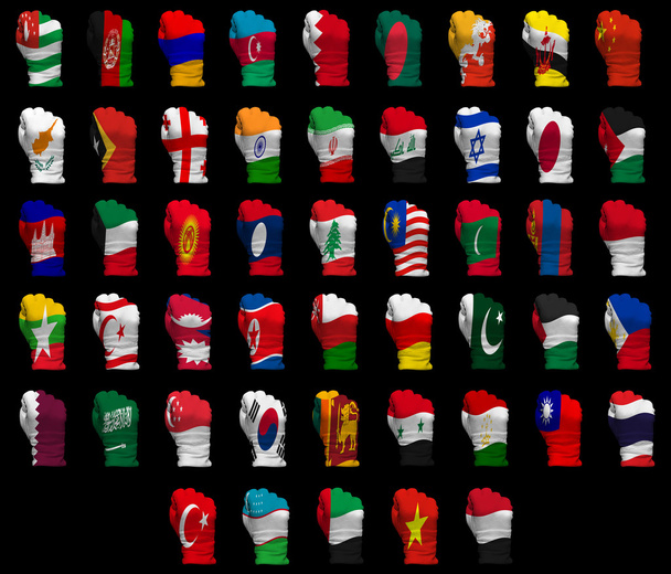 National flag fists of Asia - Photo, Image