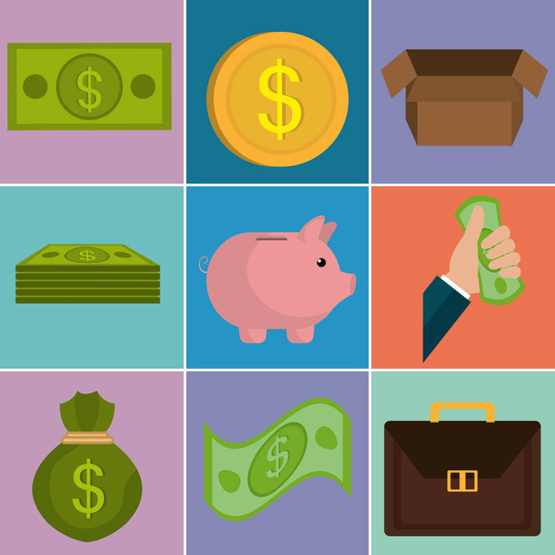 money finances set icons - Wektor, obraz