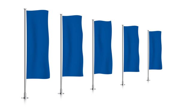 Row of blue vertical banner flags. - Vector, Image
