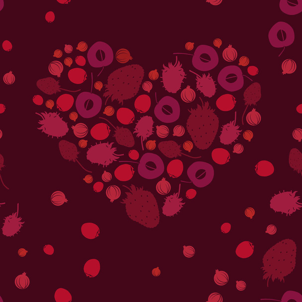 赤いベリー フルーツ ハート - ベクトル図 - ベクター画像