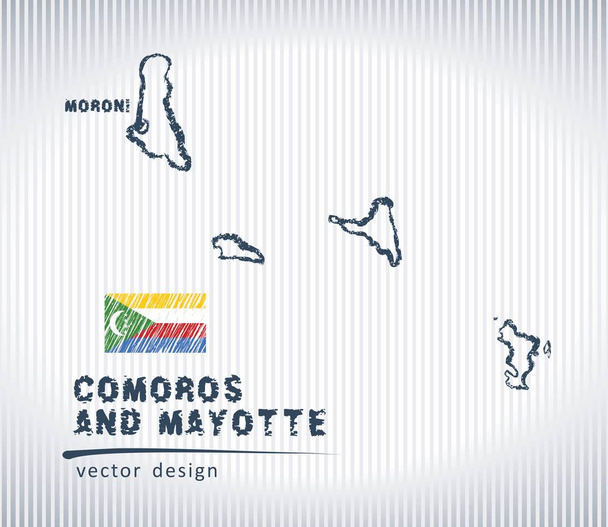 Comore-szigetek és Mayotte területén honos nemzeti vektoros rajz megjelenítése, a fehér háttér - Vektor, kép