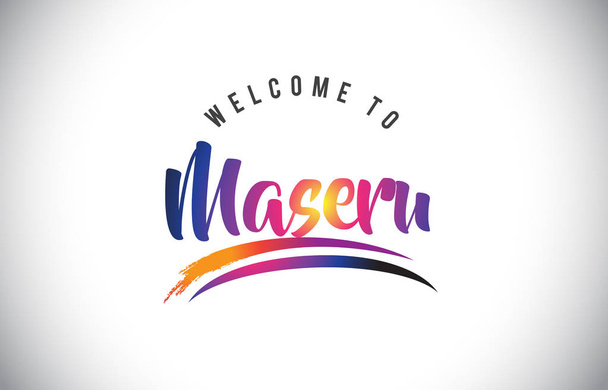 Maseru Welcome To Message in Purple Vibrant Modern Colors Vector Illustration. - Вектор, зображення