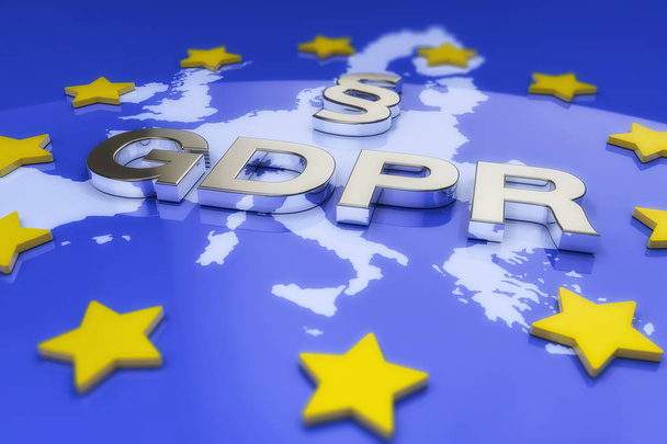 3D καθιστούν γενικός κανονισμός για την προστασία των δεδομένων (ΑΕγχΠΠ) με το σύμβολο παραγράφου στο πλαίσιο της Ευρωπαϊκής Ένωσης (ΕΕ). - Φωτογραφία, εικόνα