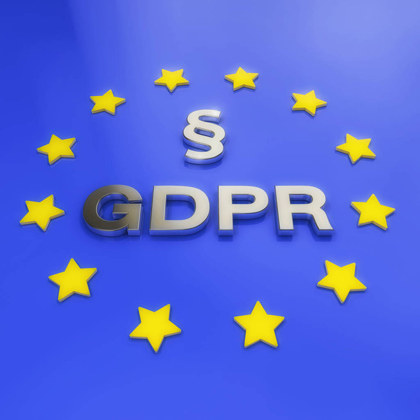 3d представление Общего регламента по защите данных (GDPR) со знаком пункта
. - Фото, изображение